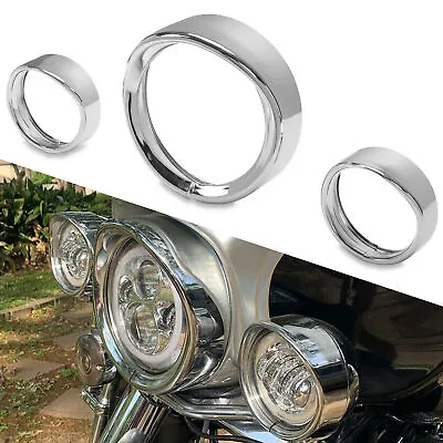 $34.29 • Buy For Harley 7  Headlight Lights 4.5  Passing Fog Lamp Trim Ring Bezel Visor Cover