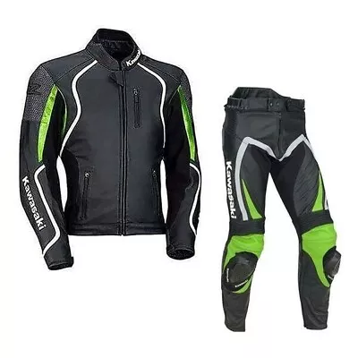 Kawasaki Cowhide Leather Motorcycle Biker Suit Motorbike Racing Protective Suit • $261