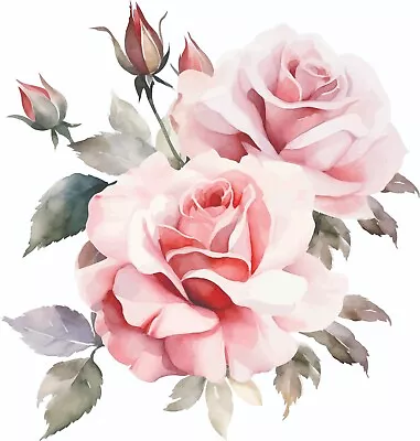 £4.99 • Buy Pink Rose Flowers Vinyl Decal Sticker - Decor - A2294