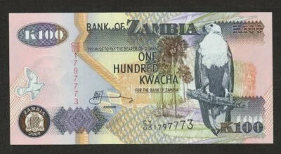 $0.93 • Buy Zambia Banknote 100 Kwacha 2009 Unc