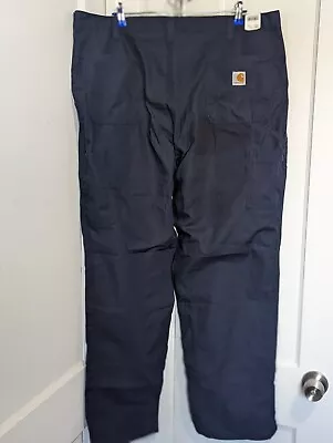 CARHARTT NAVY BLUE Cargo BDU WORK PANTS 3861718 Dungaree Fit MEN'S 44x32 NEW! • $18.99