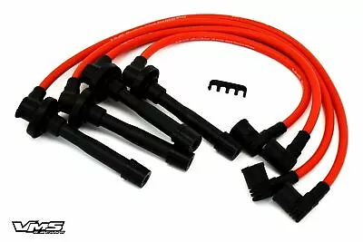 Vms Racing Red 10.2mm Spark Plug Wires Set For 88-91 Honda Civic Crx 1.5l 1.6l • $46.88