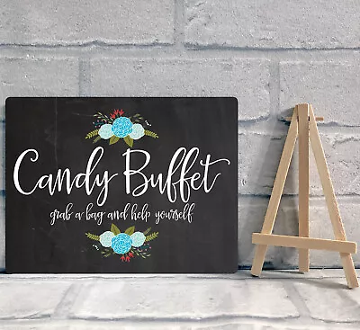 A5 Candy Buffet Sweet Stall Cart Sign With Easel Chalkboard Effect Wedding Party • £8.95