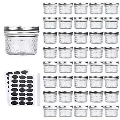 Mini Mason Jars Glass Canning Jars Jelly Jars With Regular Lids Silver 4 OZ NEW • $34.59