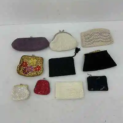 Beautiful Mixed Vintage Antique LOT Small Clutch Beaded Purses Pouches Coin Bags • $199.95