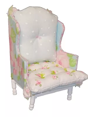 Vintage Custom Shabby Chic Style Floral Dollhouse Miniature Chair Bluepink White • $24.50