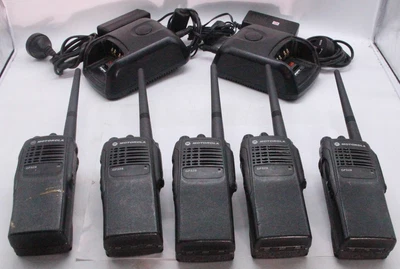 $650 • Buy Motorola GP328 4-Channel UHF 450-527MHz Two-Way Radio X 5 + 2 Chargers