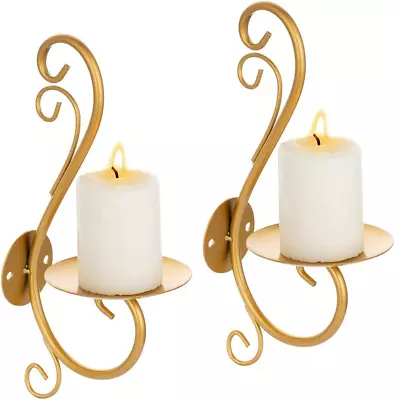 Sziqiqi Wall Mounted Metal Candle Sconces Holders Set Of 2 Iron Wall Sconce For • £22.33