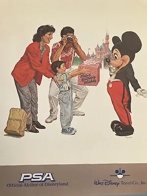 Psa Original Vintage Unframed Art Disneyland 1988 Pacific Southwest Airlines New • $100