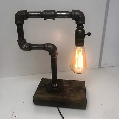 Retro Industrial Pipe Desk Lamp Steampunk Style With Vintage Edison Bulb • $30