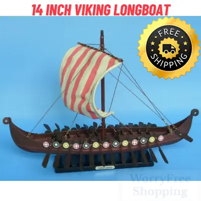 14  VIKING LONGSHIP MODEL Drakkar Scandinavian Warships Boat Ship Nautical Decor • $130