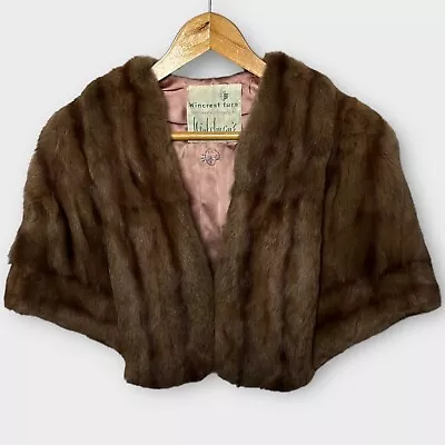 Wincrest Furs For Winkelman's Vintage 50s Brown Mink Capelet Shrug Coat One Size • $249