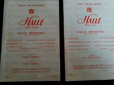 Free Trade Hall - HALLE ORCHESTRA - A. Boult /  G. Weldon - 2 X Progs. - 1960 • £10