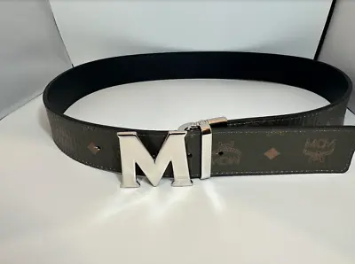 Reversible Adjustable Sea Turtle To Black MCM Leather Belt Silver M Buckle • $160