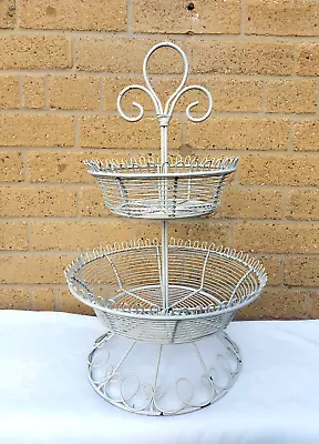 Vintage Style 2 Tier Round Metal Wire Cake Stand For Weddings Special Occasions • £26.99