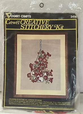 Vogart Crafts Crewel Stitchery Kit Hanging Petunias Embroidery Vintage 1976 • $16.99