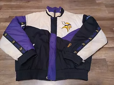 Vintage 90's Pro Player By Daniel Young Minnesota Vikings Puffer Jacket Large • $60