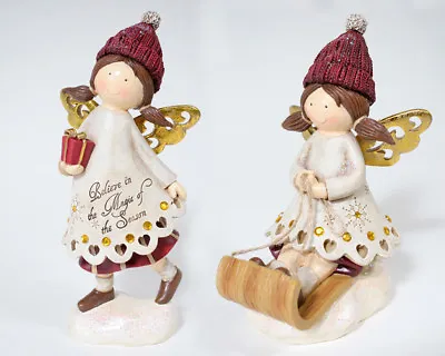 “Believe In The Magic Of The Season” Or Snow Sledding Christmas Angel Figurine • $17.99