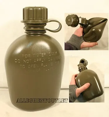 NEW US Military Army 1 Quart PLASTIC COLLAPSIBLE OD CANTEEN 1QT BPA Free • $9.58