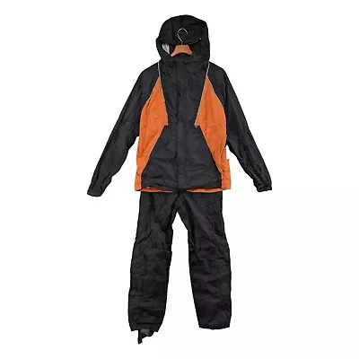 Harley Davidson Canal Street Rain Suit Mens Black Orange Jacket Pants Set Sz M • $65.99