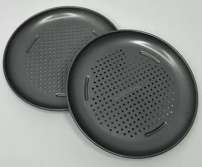 Calphalon  7” Round Mini Pizza Bakeware Nonstick Perforated Metal Plate Set Of 2 • $11.99