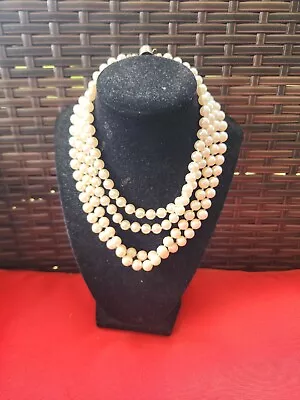 Vintage Sterling Silver Clasp  Pearl  Necklaces In Good Pre Owned Condition K2 • $50