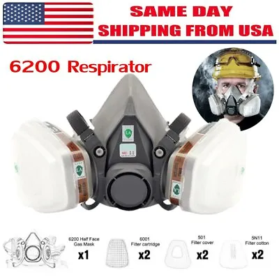 7in1 Half Face Gas Mask Facepiece Spray Painting 6200 Respirator Safety Protect • $15.99