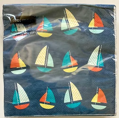 Sailboat Paper Cocktail Napkins New Pkg Of 20 Colorful Summer Nautical Boats • $7.99