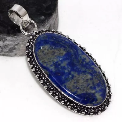 925 Silver Plated-Lapis Lazuli Ethnic Gemstone Handmade Pendant Jewelry 2.4  JW • $2.99