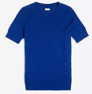 Women's J Crew Factory Royal Blue Cotton Short Sleeve Sweater Cotton Size S EUC • $21.99