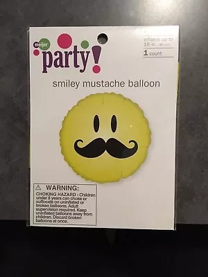 Smiley Face Mustache Foil Mylar Balloon 18  1 Count Birthday Party Emoji • $5