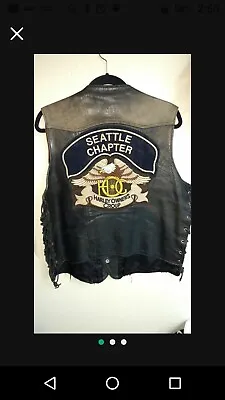 Vtg Harley Owners Group Black Leather Vest Seattle Chapter HOG Xl • $69