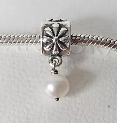 Genuine Pandora Bracelet Charm - Silver Simple Flower Pearl Dangle 925 ALE  • £7