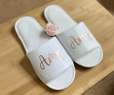Personalised Slippers Name Open Toe |Disposable | Wedding | Hen | Party Holiday • £3.85