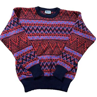 Vintage Meister Sweater Ski Snow Men’s M 100% New Wool Ski Snow Abstract (hole!) • $45