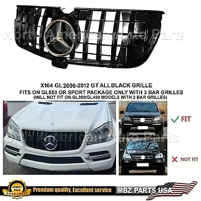 GL550 GL63 GL350 GL450 Sport X164 Grille GT GTR All Black Mg Style 2006-2012 • $259