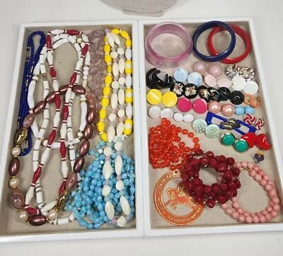 37 Pieces Vintage To Mod Lucite Summer Colorful Jewelry Lot • $2.99