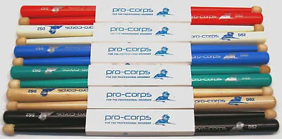 Pro-Corps DS2 Marching Snare Drum Stick In Natural Red White Blue Green Or Black • $16.41