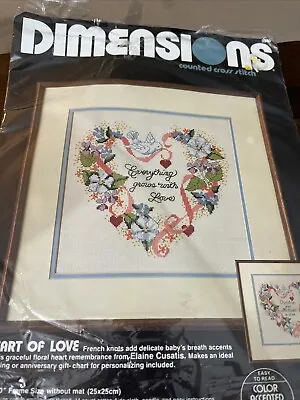 Vintage Dimensions Counted Cross Stitch Kit  Heart Of Love  1983 • $10