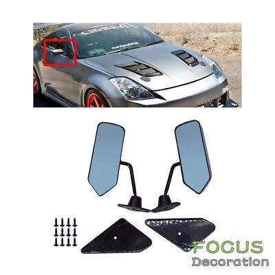 Car Racing Rearview Side Wing Mirrors Convex Glass F1 Style Black Universal  X 2 • $33.92