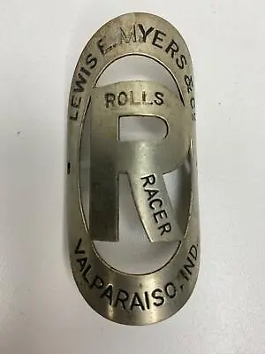 NOS Antique ROLLS RACER Bicycle Head Badge Lewis Myers & Co Valparaiso IND • $44.99