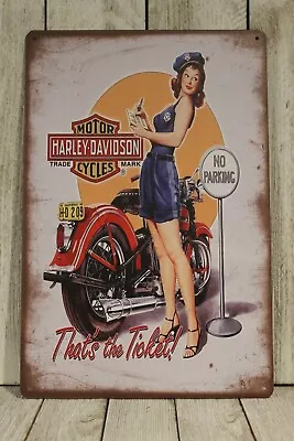 Harley Davidson Motor Cycles Tin Sign Metal Poster Pinup Girl Vintage Style 97 • $11.97