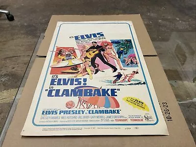 VINTAGE ORIGINAL 1967 ELVIS PRESLEY CLAMBAKE MOVIE POSTER 14x22 Numbered 67/409 • $74.99