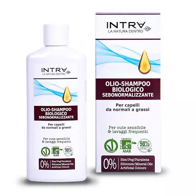 Intra Organic Sebonormalizer Oil Shampoo 200ml - For Oily Normal Hair • £10.27