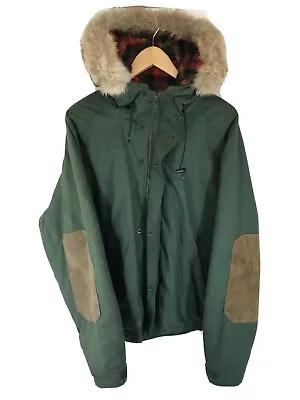 Woolrich Men's Arctic Parka 6635 Plaid Wool Coyote Fur Ruff Vintage 90s Large • $140