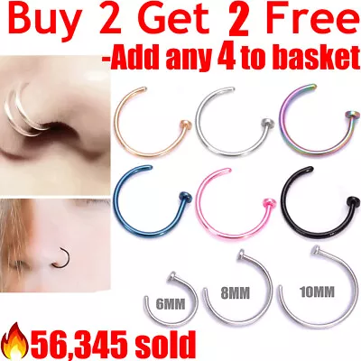 Nose Ring Fake Nose Rings Lip Rings Small Thin Body Piercing Surgical Steel Hoop • £1.69