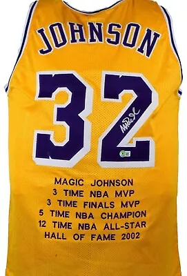 Magic Johnson Signed Career Highlight Stat Jersey (Beckett)Los Angeles Lakers • $399.95