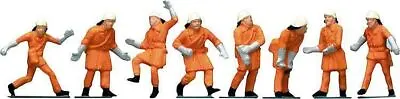 HO Scale Firemen In Orange Uniforms (8) Figure By Faller 151036 • £14.50
