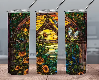 TUMBLER | Stained Glass Sunflower Colorful Travel Mug • $22