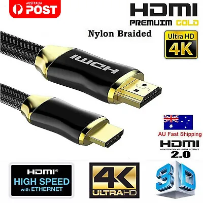 $110.99 • Buy Premium Braided HDMI Cable V2.0 3D 4K 1080p 2160p Ultra HD High Speed 1M To 5M 